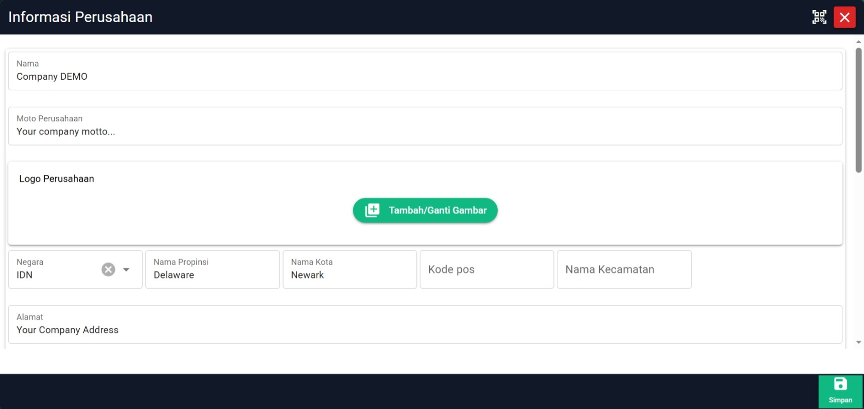 informasi perusahaan (Form)